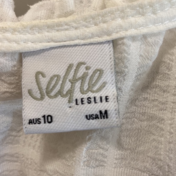 Selfie Leslie ruffle v neck white cut out long sleeve dress - Picture 14 of 14